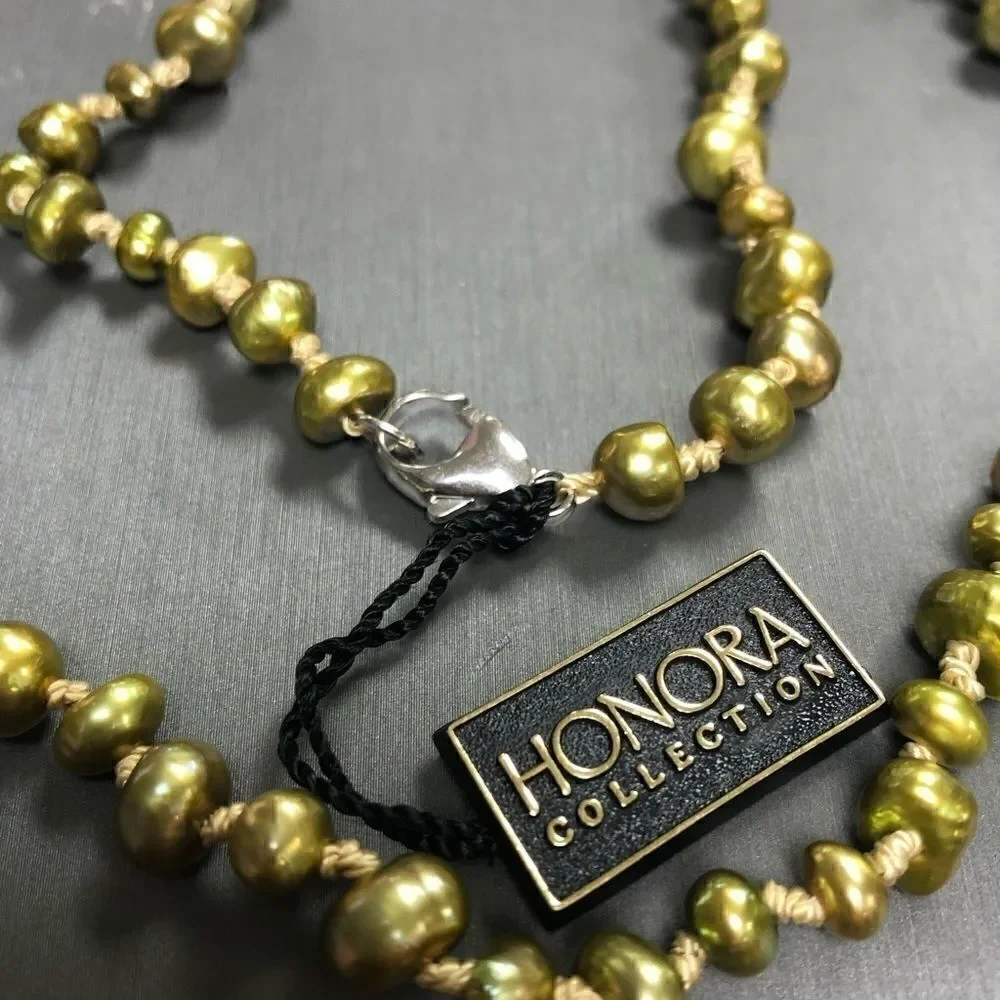 Honora Green Fresh Water Pearl Necklace  925 Ster